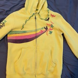 Lucky Brand size xsmall zip up yellow peace love hoodie